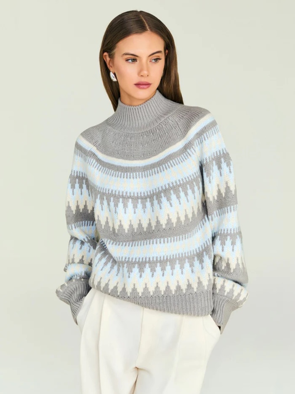 NEW SER.O.YA tirza sweater in slate grey fairisle size XS